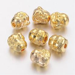 Golden Tibetan Style Alloy Buddha Head Beads, Cadmium Free & Lead Free, Golden, 9.5x10x9mm, Hole: 2mm, about 390pcs/1000g