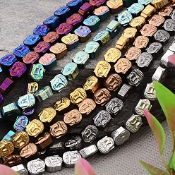 Mixed Color Electroplated Buddha Non-magnetic Synthetic Hematite Bead Strands, Mixed Color, 8x7x4mm, Hole: 1mm, about 49pcs/strand, 15.9 inch