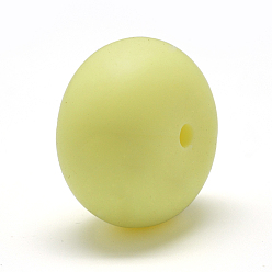 Light Yellow Food Grade Eco-Friendly Silicone Beads, Chewing Beads For Teethers, DIY Nursing Necklaces Making, Rondelle, Light Yellow, 14x8mm, Hole: 3mm