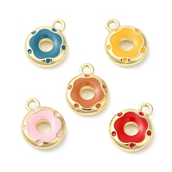 Mixed Color Alloy Enamel Charms, Donut Charm, Mixed Color, 12.5x10x3mm, Hole: 1.5mm