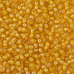 (949) Yellow Lined Topaz Toho perles de rocaille rondes, perles de rocaille japonais, (949) topaze jaune doublée, 11/0, 2.2mm, Trou: 0.8mm, environ 50000 pcs / livre