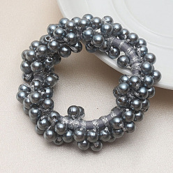 Gris Ardoise Foncé Accessoires pour cheveux élastiques enveloppés de perles d'imitation ABS, pour les filles ou les femmes, aussi comme bracelets, gris ardoise foncé, 60mm