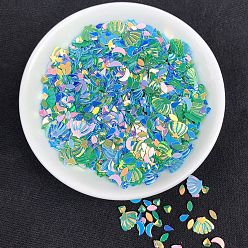 Turquoise Heart/Star/Moon/Shell PVC Nail Art Glitter Sequins Chip, UV Resin Filler, for Epoxy Resin Slime Jewelry Making, Turquoise, Package Size: 130x80mm