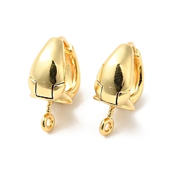Real 18K Gold Plated Brass Hoop Earring Findings, with Vertical Loops, Cadmium Free & Nickel Free & Lead Free, Real 18K Gold Plated, 14x13x5.5mm, Hole: 1mm, Pin: 0.8mm