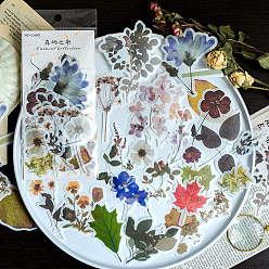 Colorido 60 pegatinas decorativas florales autoadhesivas de papel, Calcomanías de flores de plantas con estampado en caliente para álbumes de recortes diy, colorido, 55~100 mm