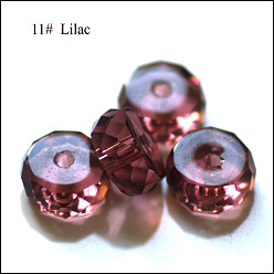 Purple Imitation Austrian Crystal Beads, Grade AAA, Faceted, Flat Round, Purple, 8x3.5mm, Hole: 0.9~1mm