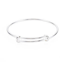 Silver Electrophoresis Iron Expandable Bangle Making, Adjustable Wire Blank Bracelet for DIY Jewelry Making, Long-Lasting Plated, Silver, 0.2cm, Inner Diameter: 2-3/8 inch(5.9cm)