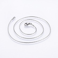 Stainless Steel Color 304 Stainless Steel Coreana Chain Necklaces, with Lobster Claw Clasps, Stainless Steel Color, 17.7 inch(45cm), 1x1mm