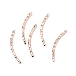 Rose Gold Rack Plating Brass Curved Tube Beads, Cadmium Free & Lead Free, Long-Lasting Plated, Rose Gold, 29.5~30x2mm, Hole: 1.2mm