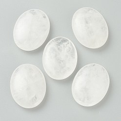 Cristal de Quartz Pierre de palmier ovale en cristal de quartz naturel, pierre de poche de guérison reiki pour la thérapie de soulagement du stress anxieux, 43.5~44x33~34x11~12.5mm