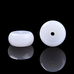 Creamy White Resin Beads, Imitation Jade, Flat Round/Disc, Creamy White, 16.5~17x8.5~9mm, Hole: 2~2.3mm