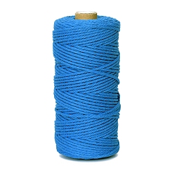 Dodger Blue 100M Round Cotton Braided Cord, for DIY Handmade Tassel Embroidery Craft, Dodger Blue, 3mm, about 109.36 Yards(100m)/Roll