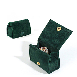 Темно-Зеленый Арочные бархатные ящики для хранения ювелирных изделий, портативный дорожный футляр с застежкой-молнией, для держателя кольца для серег, подарок для женщин, темно-зеленый, 3.1x6.2x4.1 см