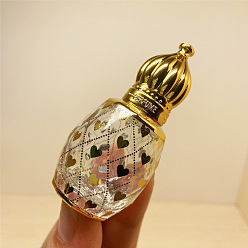 Cœur Bouteilles à billes en verre de style arabe, bouteille rechargeable d'huile essentielle, pour les soins personnels, motif de coeur, capacité: 8 ml (0.27 fl. oz)