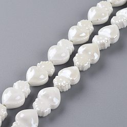 Blanc Perles de porcelaine lisses faites à la main, forme de poulpe, blanc, 15.7x10.3x6.2mm, trou: 1.2mm, environ 24 pcs/chapelet, 14.57'' (37 cm)