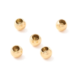 Golden Ion Plating(IP) 202 Stainless Steel Beads, Half Drilled, Round, Golden, 4x3.5mm, Half Hole: 2mm