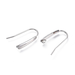 Stainless Steel Color 304 Stainless Steel Earring Hooks, with Horizontal Loop, Flat Ear Wire, Stainless Steel Color, 18.5x13.5x3.5mm, Hole: 1.5mm, 20 Gauge, Pin: 0.8mm
