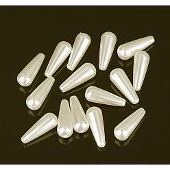 Beige Abs en plastique imitation perle, larme, beige, 18x7mm