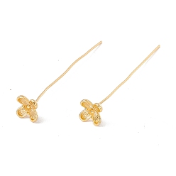 Golden Brass Flower Head Pins, Golden, 48mm, Pin: 21 Gauge(0.7mm), Flower: 6.5x6.5mm