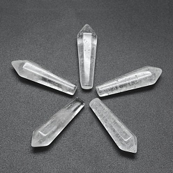 Quartz Crystal Natural Quartz Crystal Pointed Beads, Rock Crystal, Healing Stones, Reiki Energy Balancing Meditation Therapy Wand, Bullet, Undrilled/No Hole Beads, 30.5x9x8mm