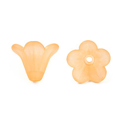 Orange Perles acryliques givrés, fleur, orange, 10x13.5mm, Trou: 1.8mm, environ1600 pcs / 500 g