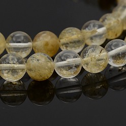 Gold Round Glass Beads Strands, Gold, 6mm, Hole: 1mm, about 65pcs/strand,15.7 inch