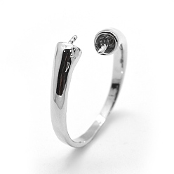 Platine Laiton composants d'anneau pour les doigts, anneaux de manchette, anneaux ouverts, pour la moitié de perles percées, réglable, platine, 22mm