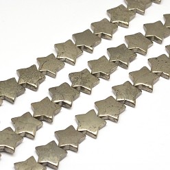 Pyrite Star Natural Pyrite Beads Strands, 12x12x4~5mm, Hole: 1mm, about 38pcs/strand, 15.7 inch