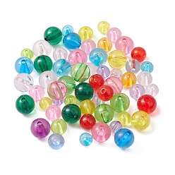 Couleur Mélangete Perles acryliques transparentes, ronde, couleur mixte, 8~12x7~11mm, Trou: 2~2.5mm, 182 pcs /sachet 