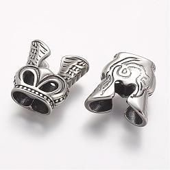 Antique Silver 304 Stainless Steel Slide Charms, Antique Silver, 19.5x18x8mm, Hole: 5.5x10.5mm
