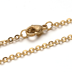 Oro Collar de cadena de cable de acero inoxidable 304, con cierre de langosta, dorado, 40 cm, link: 2.5x2x0.5 mm