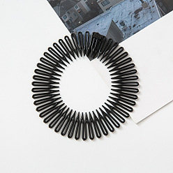 Black Plastic Full Circular Flexible Comb Hair Bands, Wide Hair Accessories, Black, 300x30mm
