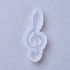 Blanco Moldes de silicona de grado alimenticio, moldes de resina, para resina uv, fabricación de joyas de resina epoxi, nota musical, blanco, 42.5x18.5x8 mm, diámetro interior: 13.5x39 mm