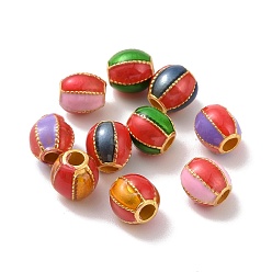 Mixed Color Alloy Beads, with Enamel, Rondelle, Matte Gold Color, Mixed Color, 6mm, Hole: 2mm