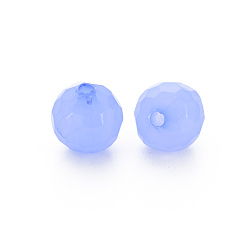 Bleu Ardoise Moyen Perles acryliques de gelée d'imitation , facette, ronde, bleu ardoise moyen, 10x9.5mm, Trou: 1.8mm, environ890 pcs / 500 g