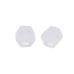 Clear Silicone Ear Nuts, Earring Backs, Hexagon, Clear, 6x6x4.5mm, Hole: 0.7mm