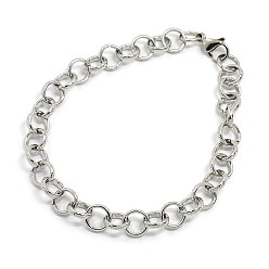 Stainless Steel Color Fashionable 304 Stainless Steel Engraved Bubbles Cable Chain Bracelets, with Lobster Claw Clasps, Stainless Steel Color, 8-1/8 inch(205mm), 8mm