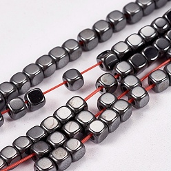 Black Plated Non-magnetic Synthetic Hematite Beads Strands, Cube, Grade A, 3x3x3mm, Hole: 1mm, about 127pcs/strand, 16 inch
