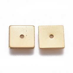 Золотой Ионное покрытие (ip) 304 распорные втулки из нержавеющей стали, квадратный, золотые, 8x8x0.7 мм, отверстие : 1.2 мм
