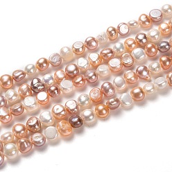 Mixed Color Natural Cultured Freshwater Pearl Beads Strands, Potato, Mixed Dyed and Undyed, Mixed Color, 5~7x6~8mm, Hole: 0.6mm, about 58pcs/strand, 13.78 inch(35cm)