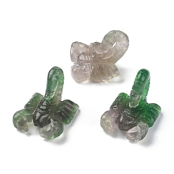 Fluorita Figuras de escorpión curativo talladas en fluorita natural, estatuas de piedras reiki para terapia de meditación de equilibrio energético, 45~48x34~44x30~37 mm