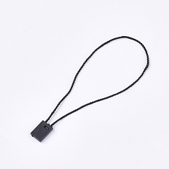 Черный Шнур из полиэстера с биркой, пластиковые метки, чёрные, 185~195x1 мм , около 850 шт / мешок