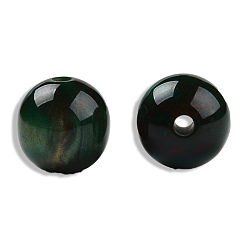 Vert Foncé Perles en résine, pierre d'imitation, ronde, vert foncé, 12mm, Trou: 1.6~1.8mm