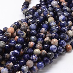 Sodalite Natural Sodalite Round Beads Strands, 8mm, Hole: 1mm, about 48pcs/strand, 15.5 inch