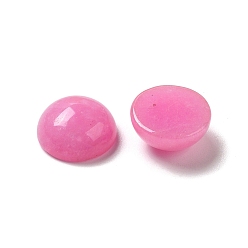 Pearl Pink Natural White Jade Cabochons, Dyed, Half Round/Dome, Hot Pink, 10x4.5mm