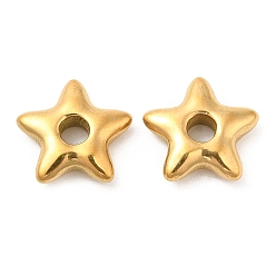 Золотой Ионное покрытие (ip) 304 шарики из нержавеющей стали, звезда, золотые, 12x12.5x3.4 мм, отверстие : 3.7 мм