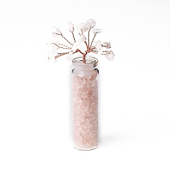 Розовый Кварц Крошка из натурального розового кварца украшение дерево жизни, стеклянная бутылка желаний с медной проволокой, энергетический камень фэн-шуй, подарок для женщин и мужчин, медитация, 70x22 мм