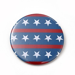 Estrella Alfileres de insignia de hojalata redondos planos del día de la independencia, pin de botón de broche de platino para ropa de mochila, patrón de estrella, 58x3.5 mm