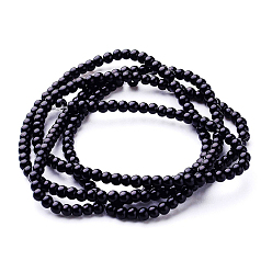 Negro Abalorios de perla de vidrio, pearlized, rondo, negro, 3~4 mm, agujero: 1 mm, sobre 190~200200 unidades / cadena, 25.59 pulgada (65 cm)
