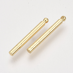 Real 18K Gold Plated Brass Bar Pendants, Column, Real 18K Gold Plated, 20x2mm, Hole: 0.8mm